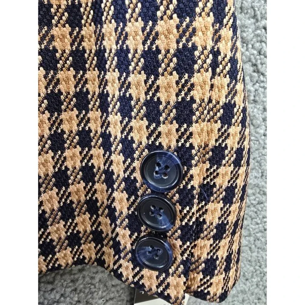 Tahari ASL Plus Size Colorblocked Peak-Lapel Blazer Women's 24W New Navy/Ginger - Picture 11 of 15